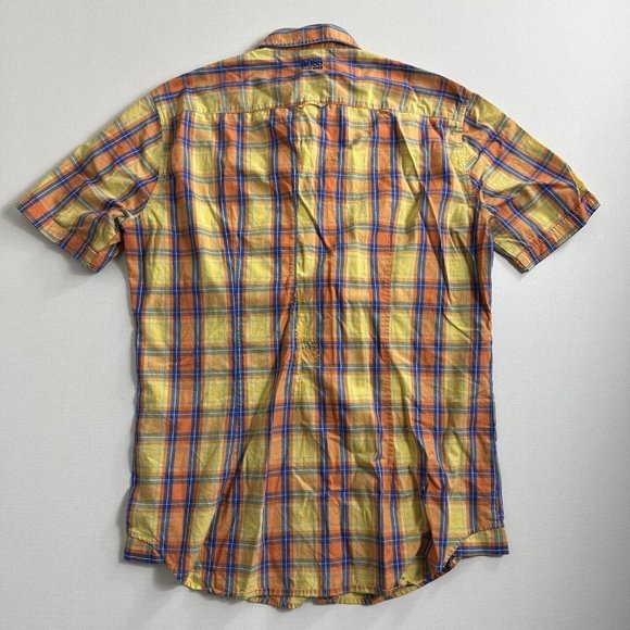Boss Hugo Boss‎ Green Label Button-up Short Sleeve Plaid Shirt Cotton Size Small - Picture 2 of 12